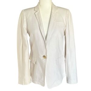 J Crew 100% Linen Regent Blazer Ivory White Single Button Womens 6